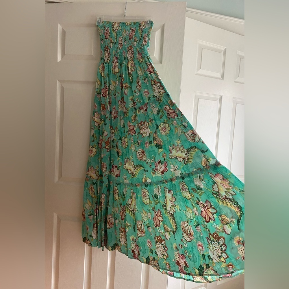 Aqua Blue Floral Maxi Dress